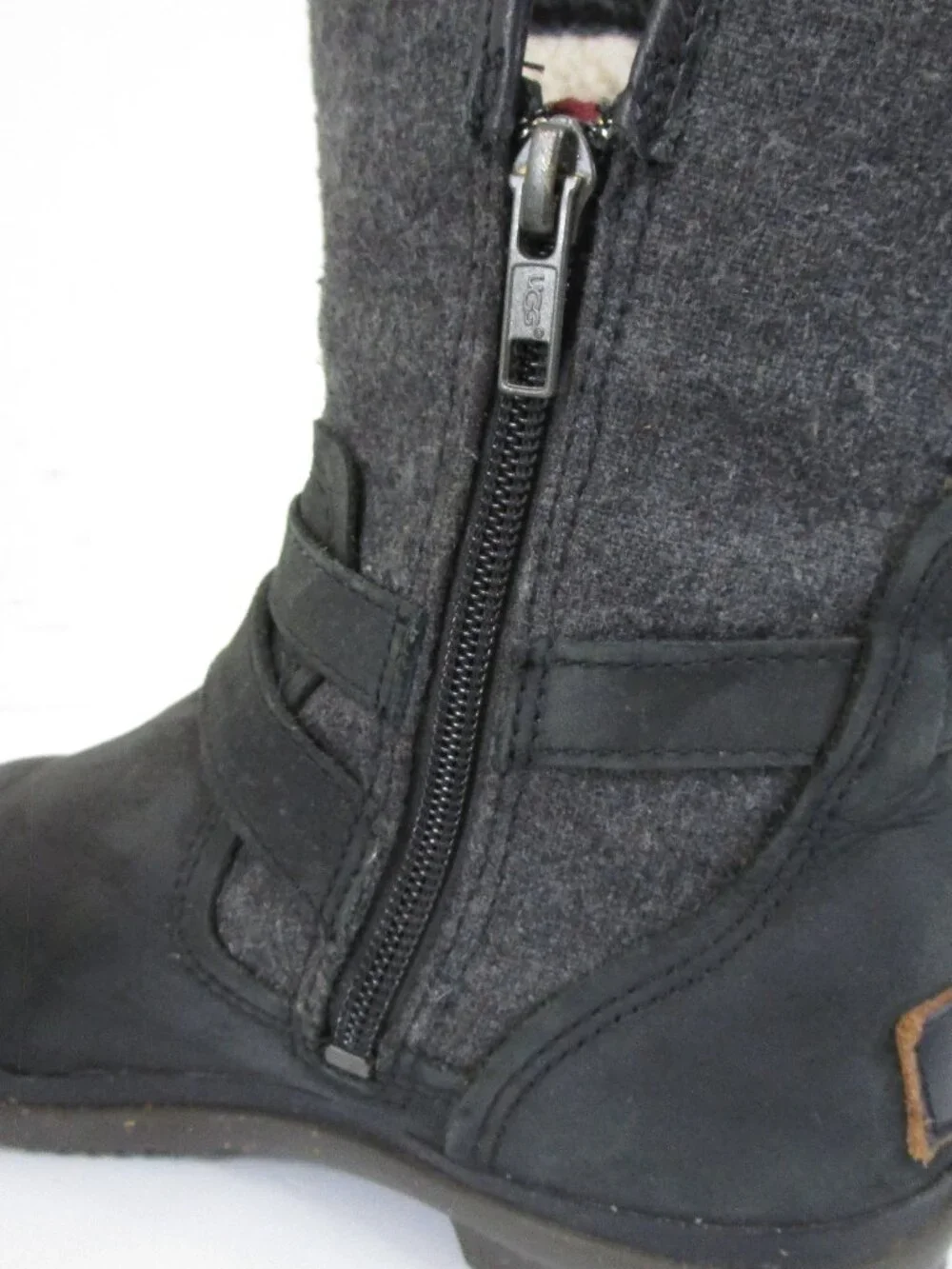 Ugg Womens Waterproof Simmens Black Leather Mid Calf Zip Up Boots Size 6.5